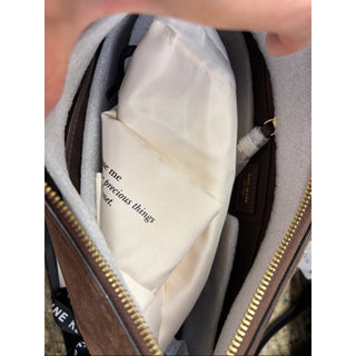 kate spade Brown Suede Crescent Shoulder Bag with Dark Brown Strap
