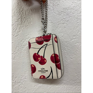 Coach Cherry Print Card Holder with zipper top