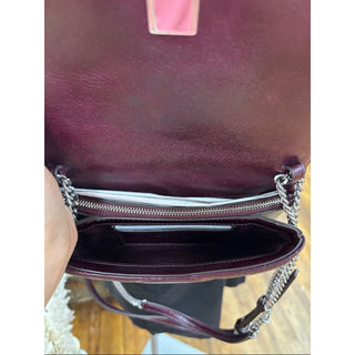 Tory Burch Quilted Burgundy Shoulder Bag with Silver Chain