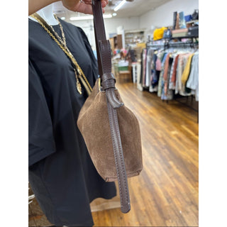 kate spade Brown Suede Crescent Shoulder Bag with Dark Brown Strap