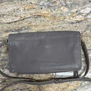 Tory Burch taupe Gray Small Pebbled Logo Crossbody Bag