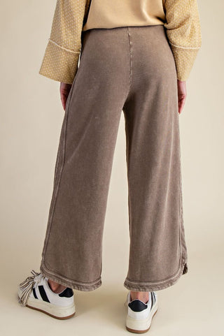 Dark Chocolate Mineral Wash Terry Knit Pants