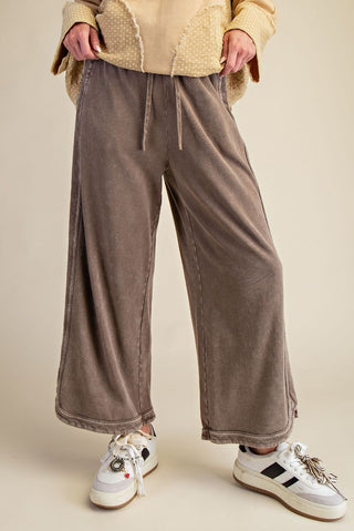 Dark Chocolate Mineral Wash Terry Knit Pants