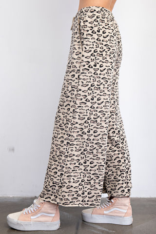Mocha Animal Print Mineral Washed Knit Pants