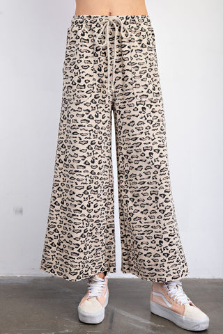 Mocha Animal Print Mineral Washed Knit Pants