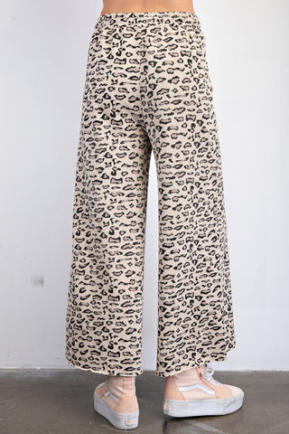 Mocha Animal Print Mineral Washed Knit Pants