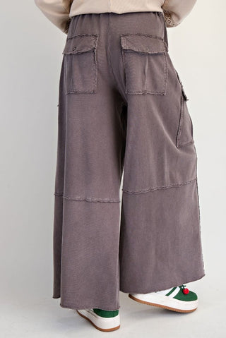 Espresso Mineral Washed Knit Cargo Sweatpants
