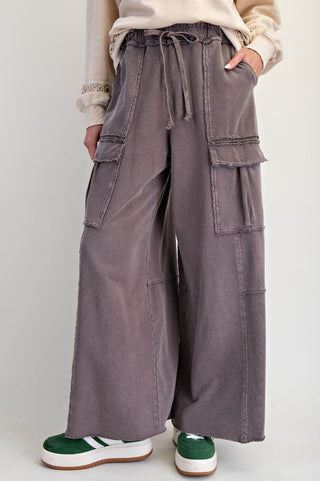 Espresso Mineral Washed Knit Cargo Sweatpants