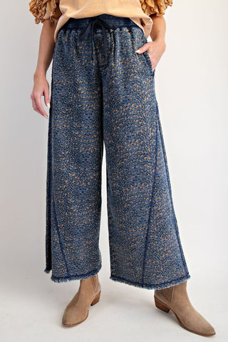 Animal Print Wide Leg Denim Pants