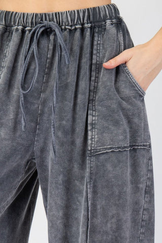 Smoke Mineral Washed Knit Pants
