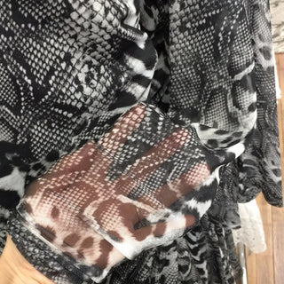 Karen Kane cheetah mesh Shirred midi Dress