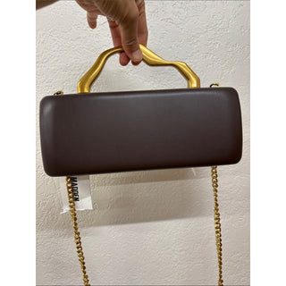 Steve Madden bleena chocolate Clutch with Gold Handle and Chain