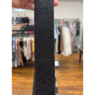 On the 34th Black Beaded Crystal-Embellished Evening Clutch