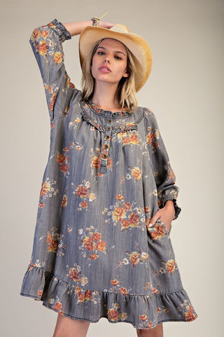 Ash Denim Floral Chambray Dress