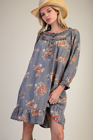 Ash Denim Floral Chambray Dress