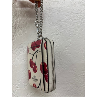 Coach Cherry Print Card Holder with zipper top