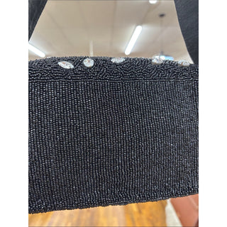 On 34th Black Beaded Crystal-Embellished Evening Clutch