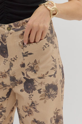 Taupe Floral Pants