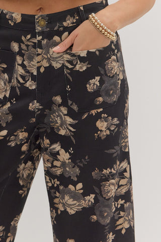 Black Floral Pants
