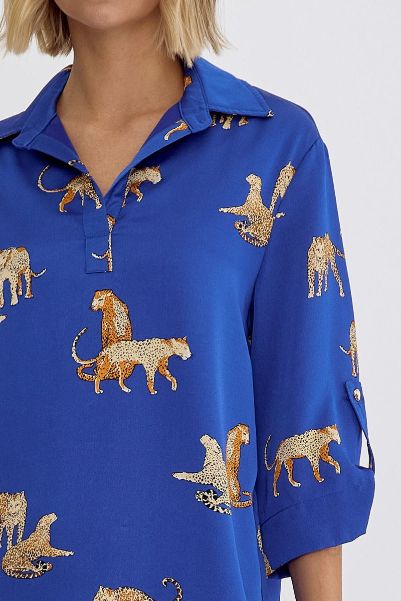Missy Royal Blue Cheetah Dress