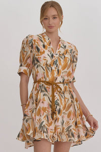 Rust Leaf Print Dress