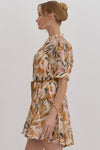 Rust Leaf Print Dress