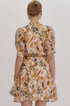 Rust Leaf Print Dress