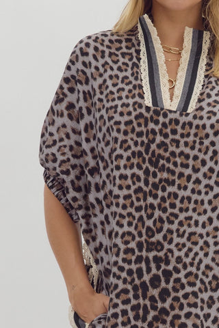 Grey Leopard Midi Dress