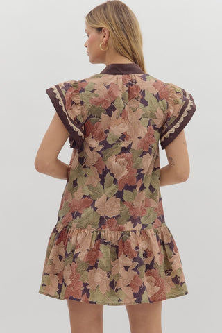 Brown Fall Floral Dress