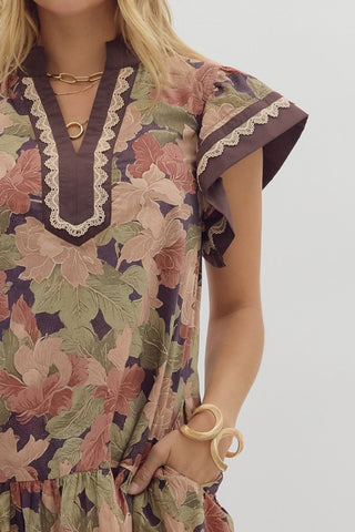 Brown Fall Floral Dress