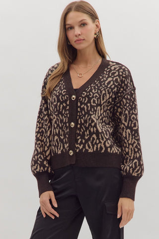 Brown Leopard Cardigan