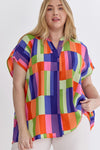 Plus Bright Color Block Summer Top