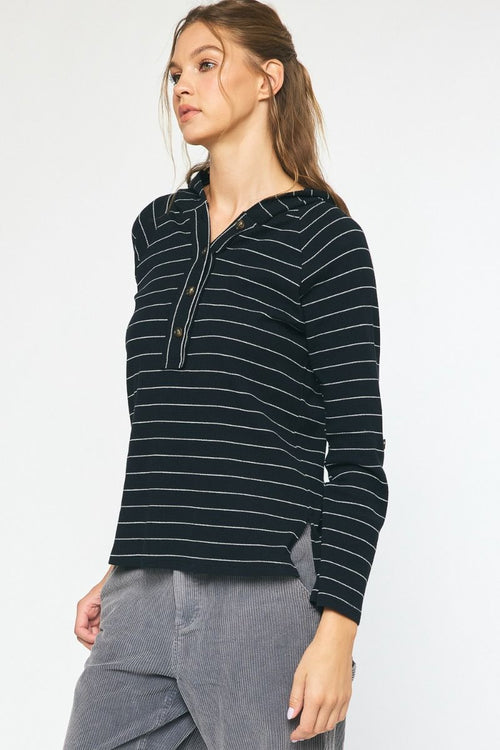 Striped Hooded Top