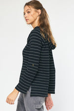 Striped Hooded Top