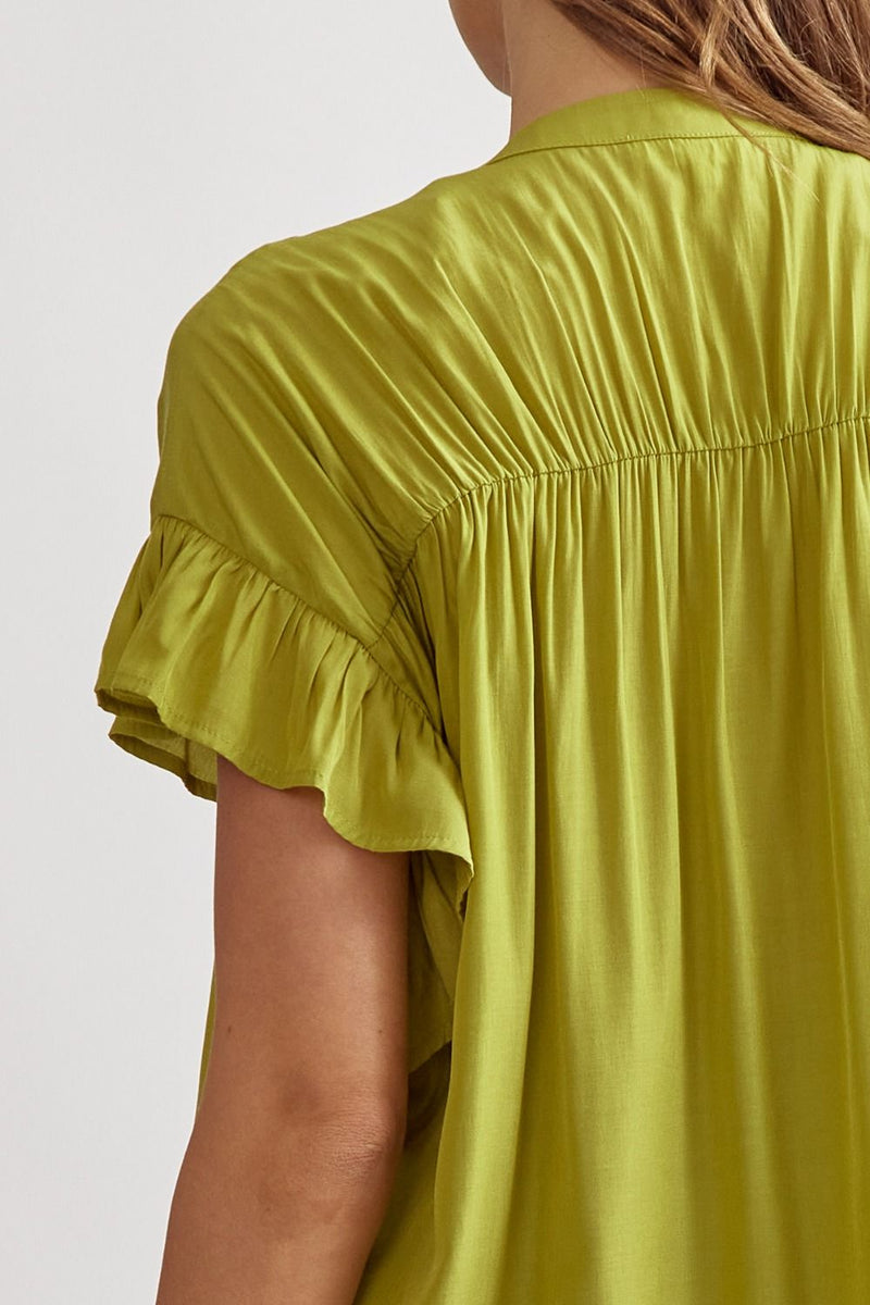 Chartreuse Ruffled Top