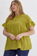 Chartreuse Plus Ruffled Top