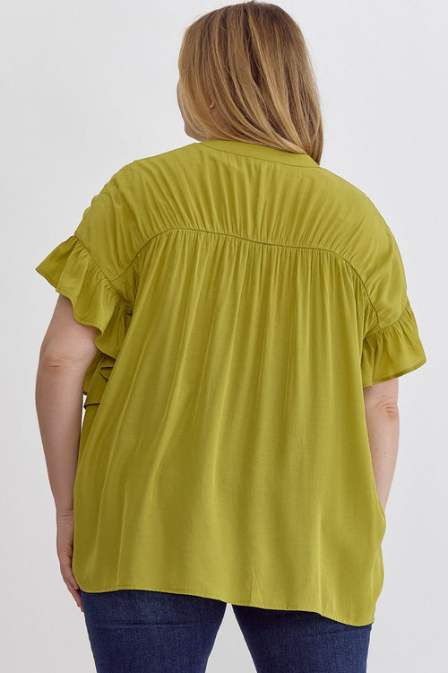 Chartreuse Plus Ruffled Top