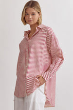 Hot Pink Striped Button Down Top