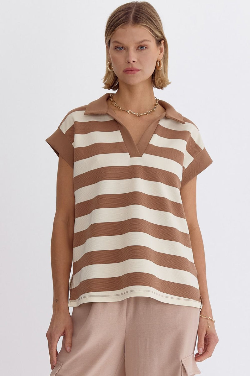 Light Mocha Striped Top