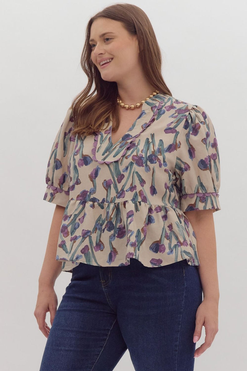 Floral Scalloped Top