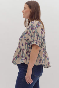 Floral Scalloped Top