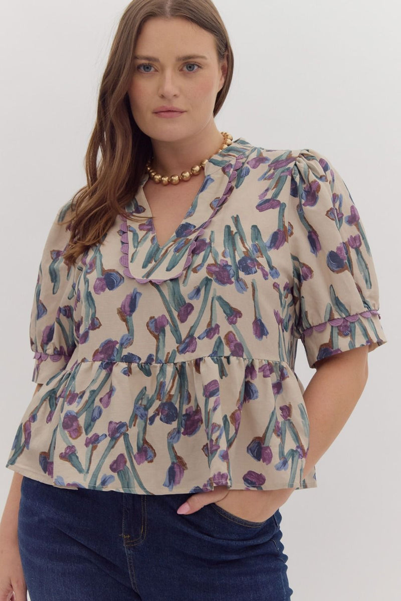 Floral Scalloped Top