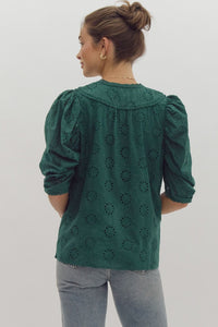 Hunter Green Eyelet Top