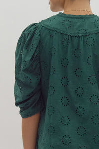 Hunter Green Eyelet Top