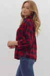 Red Plaid Button Up Top