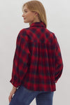 Red Plaid Button Up Top