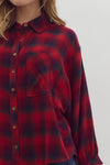 Red Plaid Button Up Top