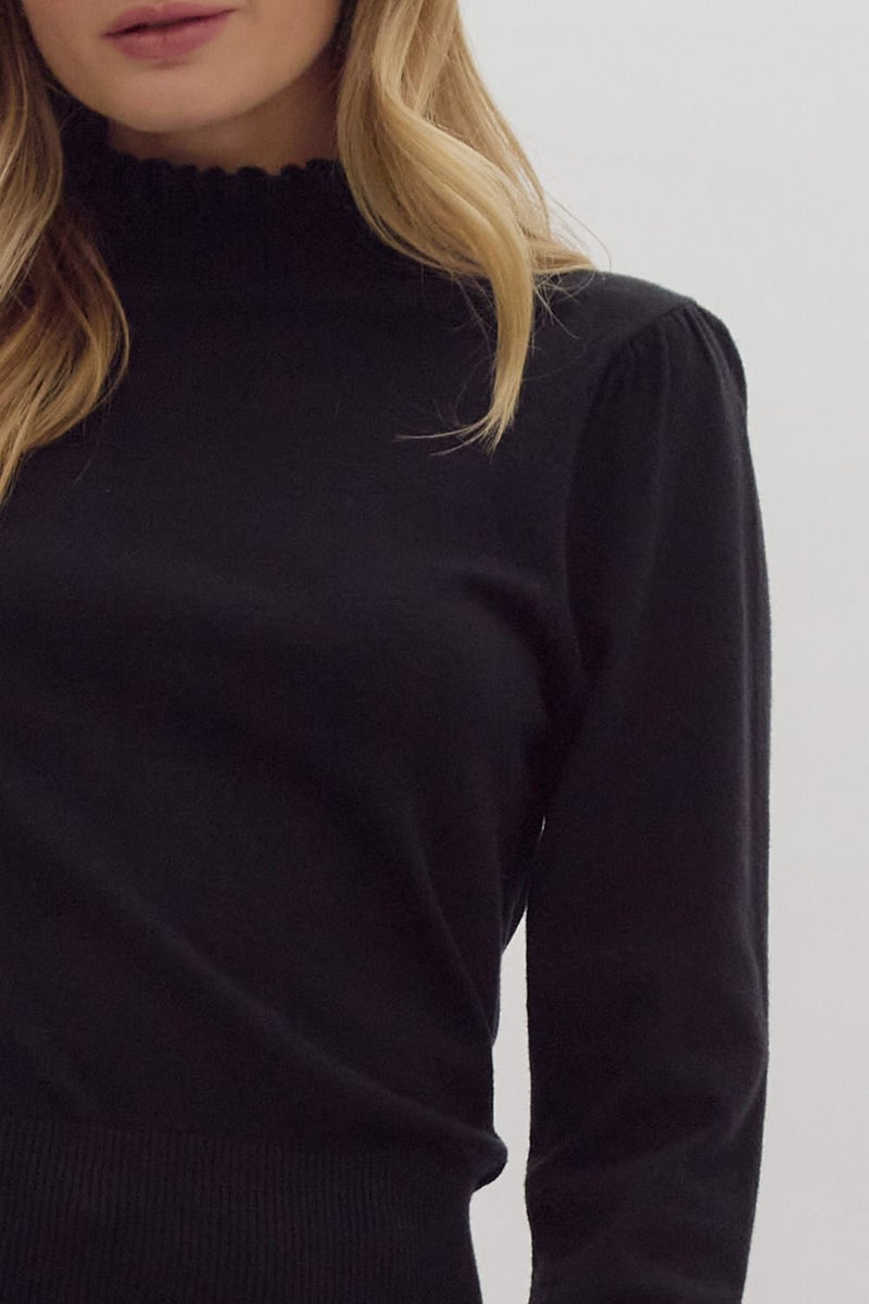 Frill Mock Neck Sweater