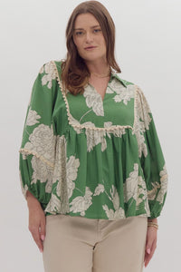 Gracious Green Floral Top