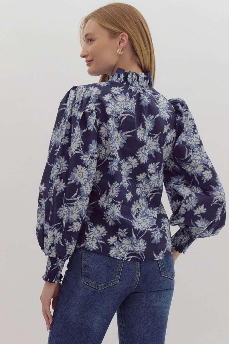 Navy Floral Top